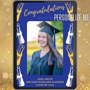 Editable Graduate Photo Booth Tap to Start Touchscreen for Darkroom Booth and Other Photo Booths
