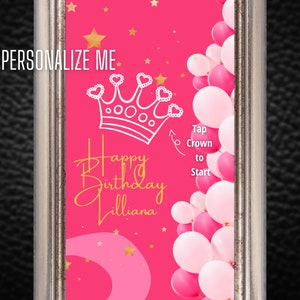 Editable Birthday Crown Photo Booth Tap to Start Touchscreen for Darkroom Booth and Other Photo Booths
