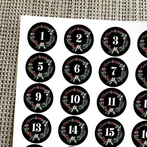 24 Advent Calendar Stickers DIY Advent Calendar Christmas - Etsy