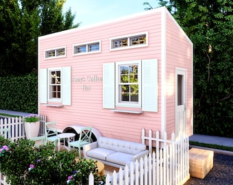 Versatile Mobile Tiny Home Plans | 18x6 Retail Unit, Pop-Up Shop, Travel Bar | DIY Wedding Photo Booth | Framing and Materials List Included