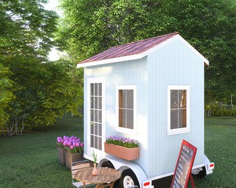 Custom Tiny Cottage Plans for Flexible Spaces: Studio, Office, Shop, Vendor Booth, Tiny Home, Spanish Tile