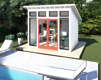 Transformative Backyard Cabana Plans | Flexible 135 Sq Ft Multipurpose Room | DIY Office, Gym, Studio | Modern Outdoor Space Design