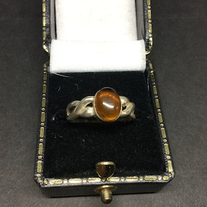 Amber Silver Ring Size M