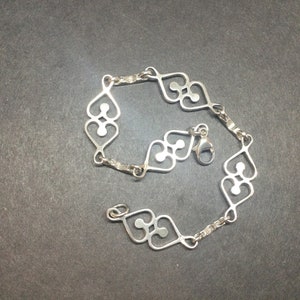 Silver Link Bracelet, heart design