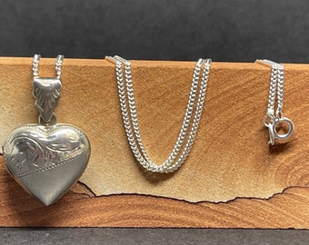 Silver Locket Heart Pendant and Chain