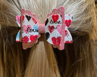 Mini faux leather hair bows
