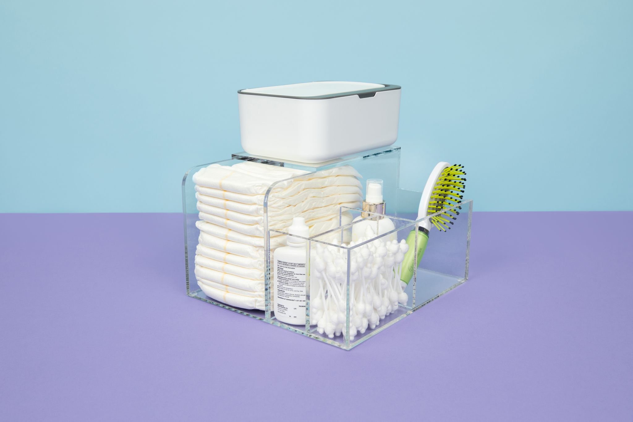 Acrylic Storage Diaper Caddy, Medium