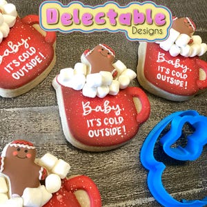 Juego de cortadores de galletas de dos pisos con forma de hombre de jengibre y taza