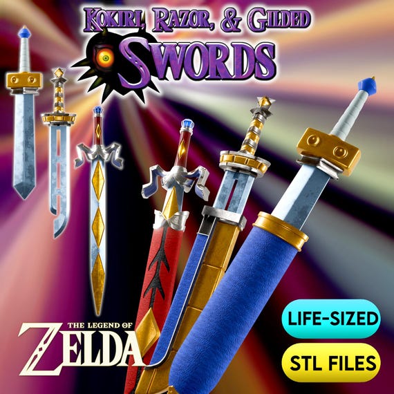 Majora's Mask Kokiri, Razor, & Gilded Sword STL Files | Life Sized