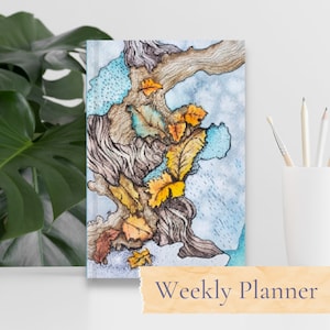 Weekly Planner with autumn artwork I spiral, hardcover, softcover I original artwork &quot;Autumn Gale&quot;
