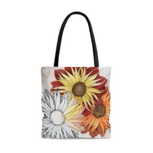 Warm Floral Tote Bag -- Original Watercolor Painting &quot;Connecting&quot;-- Free Shipping