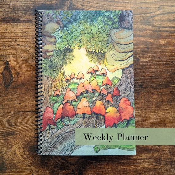 Mushroom Cottagecore Weekly Planner, Undated, Choice of Binding