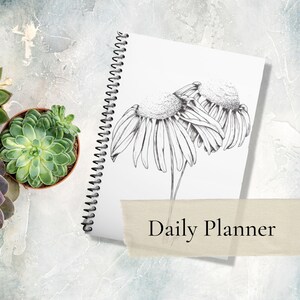 Daily Planner I spiral, hardcover, softcover I original artwork &quot;Coneflowers&quot;