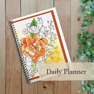 Undated Hourly Planner with original artwork &quot;Summer Roses&quot;