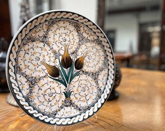 Decorative Wall Plate, Handmade Turkish Ceramic Plate, Ceramic Wall Plate, Pottery Hanging Plate, Decorative Ceramic Plate, Wall Art
