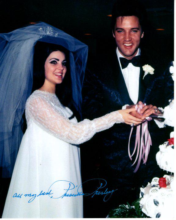 Priscilla Presley Signed Autographed 8x10 Elvis Wedding Photograph