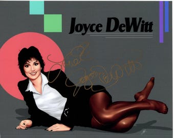 Joyce DeWitt podpisała autograf zdjęcia Janet Wood z filmu Three's Company o wymiarach 8x10