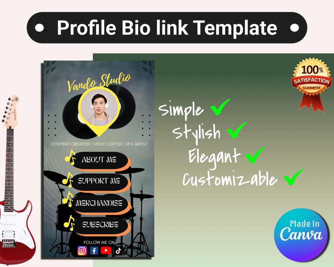 Music Theme Link in Bio Profile Bio Template Customizable Etsy Music Theme Link in Bio Profile Bio Template Customizable Etsy