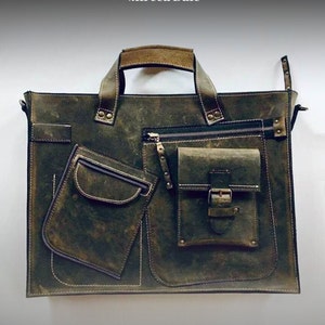 Sac porte-documents en cuir personnalisé fait main, sac pour ordinateur portable 15 pouces, sac de travail en cuir, sac de voyage, sac à poignée supérieure, sac à bandoulière, cadeau pour lui/elle
