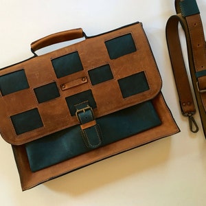 Porte-documents en cuir fait main, sac de travail en cuir pour ordinateur portable 15 pouces, porte-documents unisexe à bandoulière en cuir, sac à bandoulière de bureau, sac de voyage en cuir