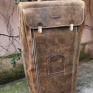 Bagagli in pelle per famiglie numerose, borsa trolley in pelle fatta a mano, articoli in pelle cuciti dal design unico, borsa da viaggio in pelle, bagaglio a rotelle immagine 2