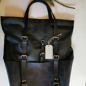 Handmade Large Leather Tote Bag, Unique Work Leather Tote Bag, Travel Bag for Men & Women, Skateboard Carry Bag, Personalised Shopping Bag