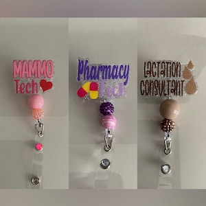 Mammo tech/ Pharmacy tech/ Lactation consultant Retractable ID Badge Holder
