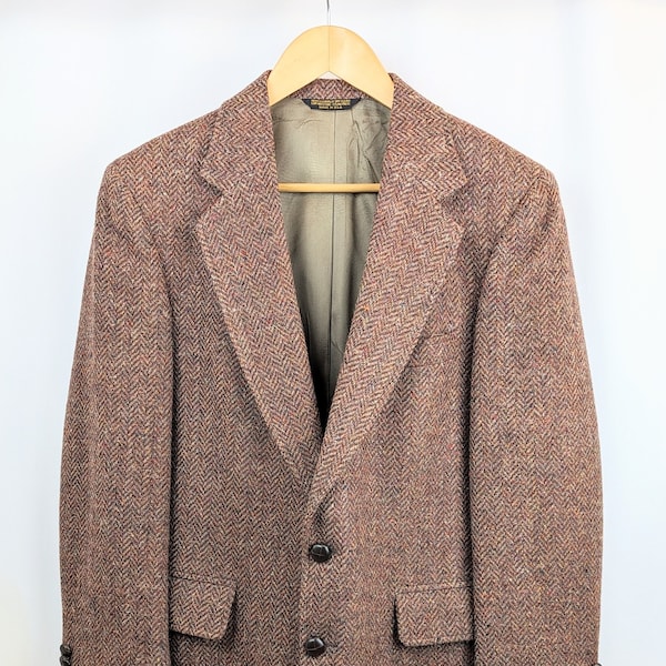 Vintage Men's Brown Wool Tweed Sport Coat Blazer | Heavyweight Mens Brown Lined Sport Jacket | Men's Warm Winter Tailored Suit Coat Size 42R