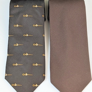 Men&#39;s Vintage New York Mining Club Necktie | Pair of Men&#39;s Ties Chocolate Brown 1950s | Vintage Men&#39;s 1940s 1950s Social Club Brown Necktie