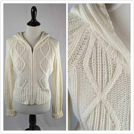 Chunky Knit Sweater 90s Long Cardigan White Cardigan