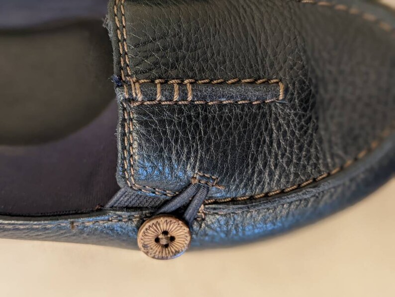 Women's Navy Blue Leather Slipon Shoe Boho Blue Leather Etsy