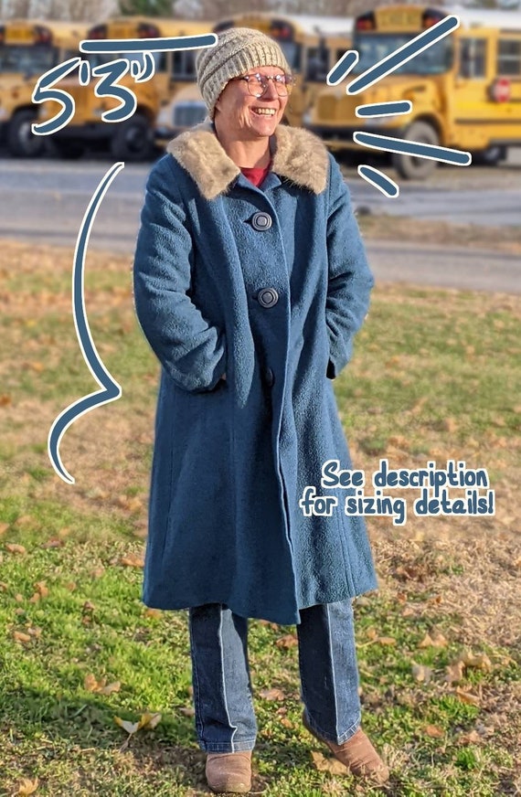 Vintage 1950s Blue Women s Wool Mod Car Coat Vtg Women s Teal Jacket Mink Collar Mod Style Women s Jackie o Textured Wool Jacket Etsy Canada
