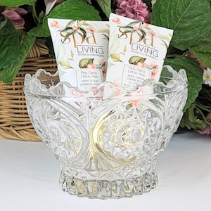 Klarglas runde Sockel Candy Bowl | Vintage Pressglas Kleine Glasschale Gerippter Sockel | Hübsche Glasschüssel Tischdeko Shabby Chic
