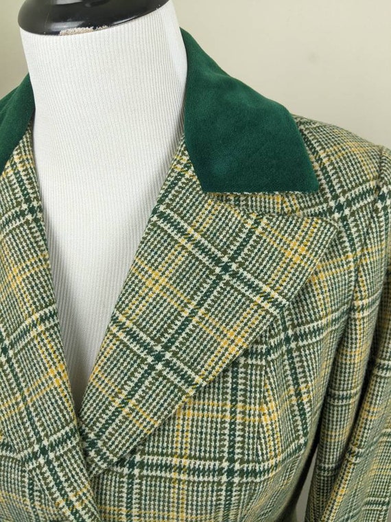 Vintage 1960s Women's Green Plaid Wool Suit | Vtg… - image 5