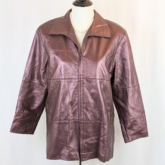 Mauve leather jacket best sale
