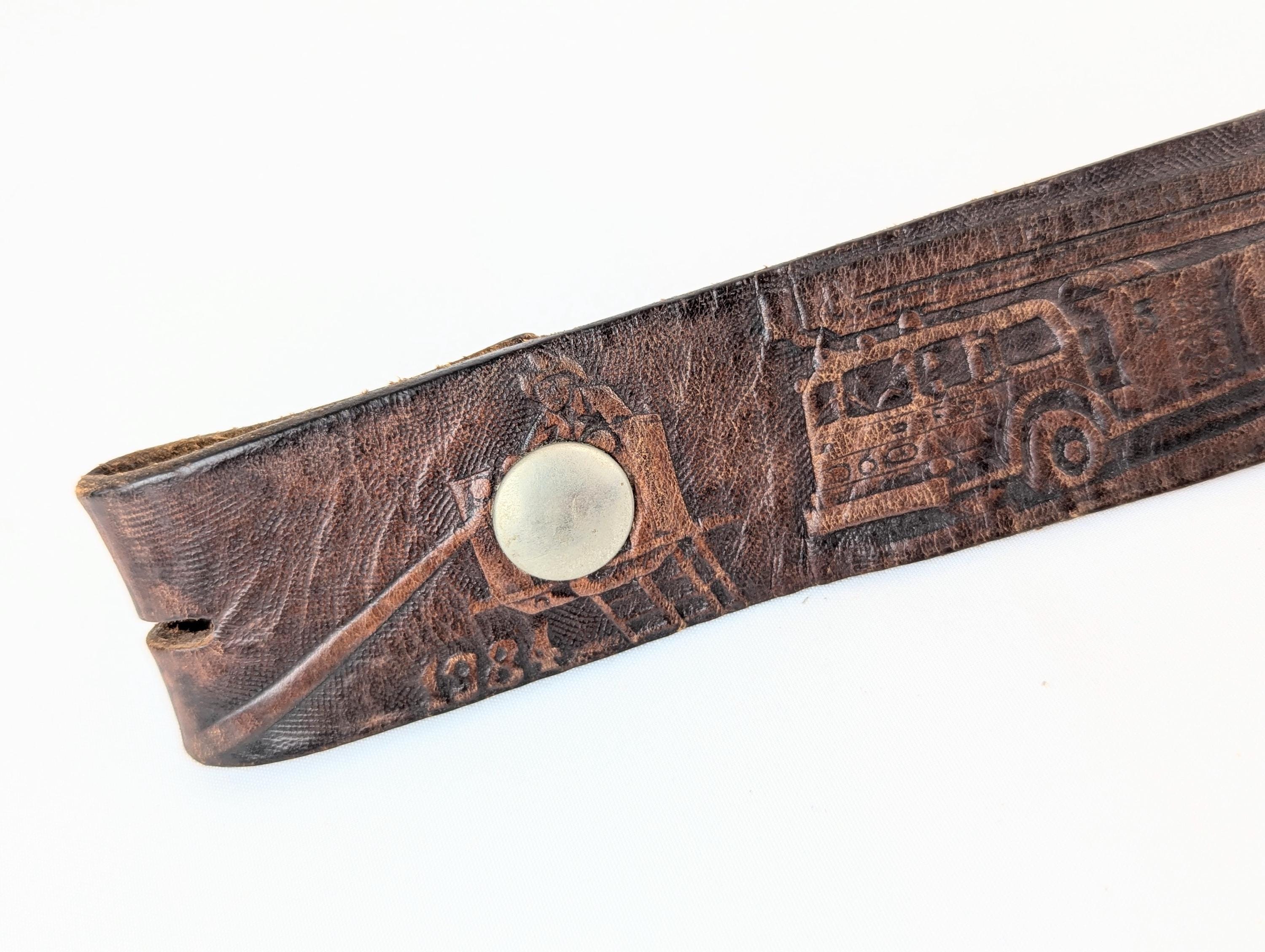 Vintage Tooled Leather Belt 47