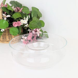 Vintage Princess House Heritage Chip and Dip Bowl | Large Clear Glass Serving Bowl with Floral Etching | Retro 1970s Party Entertaining Dish