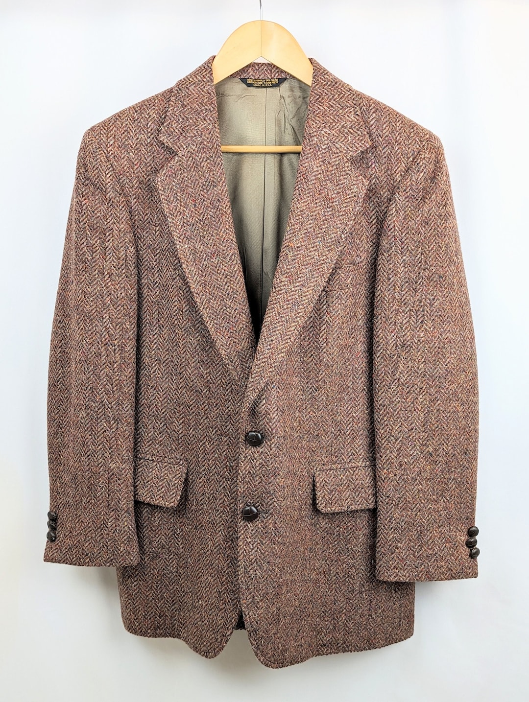 Vintage Men's Brown Wool Tweed Sport Coat Blazer Heavyweight Mens Brown