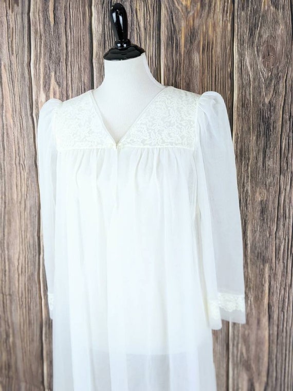 Vtg 1950's Sexy White Sheer Negligee Robe | Women's N… - Gem