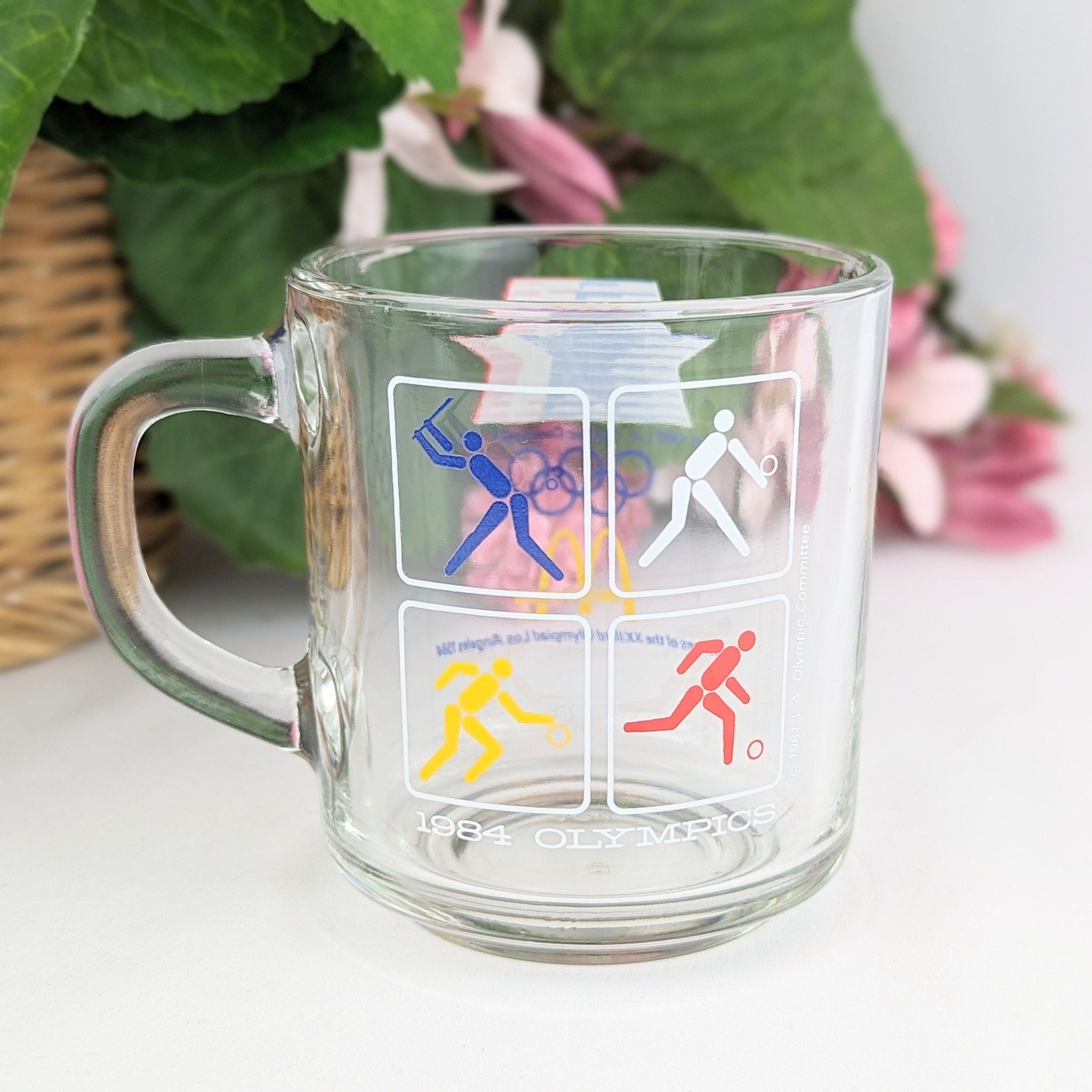 Vintage 1984 Olympics Clear Glass Mug | Mcdonalds 1984 Los Angeles
