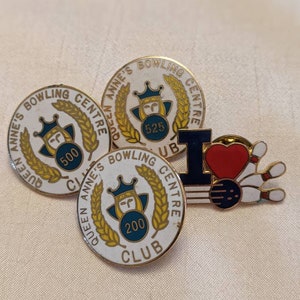 Set of Collectible Bowling Club Memorabilia Pins | Bowling Club Members Recognition Pin | Gift for Bowler | Bowling Lover