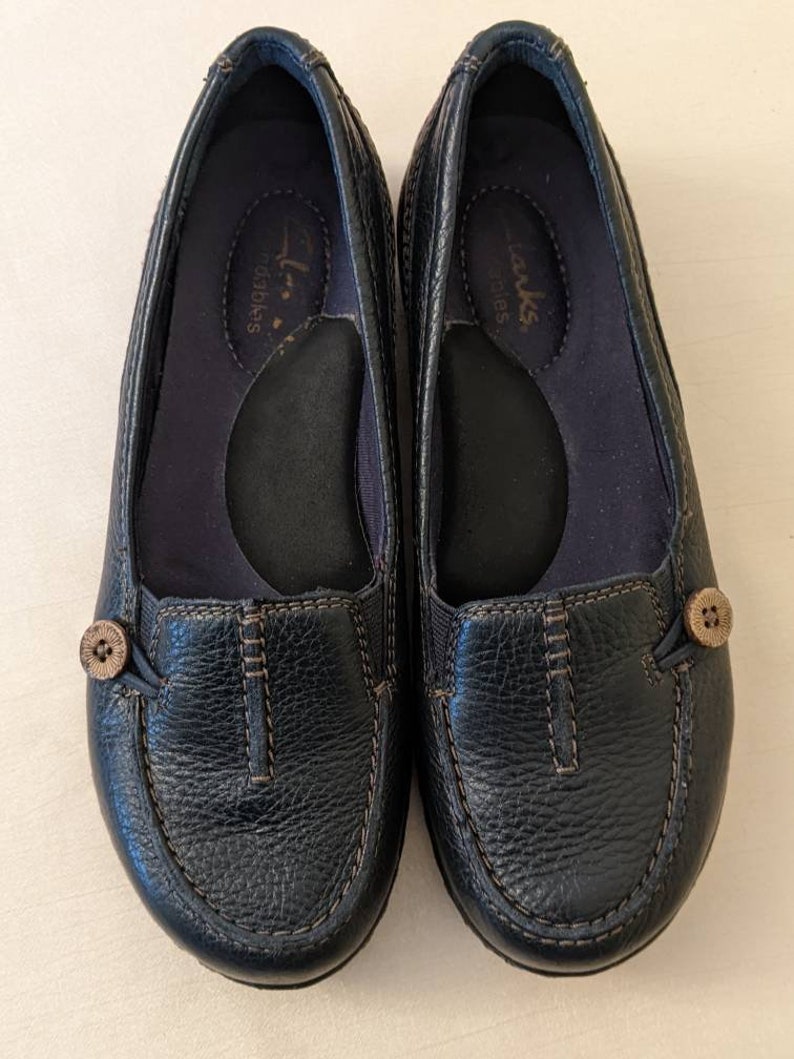 Women's Navy Blue Leather Slipon Shoe Boho Blue Leather Etsy