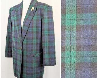 クラシックスポーツブレザー Vintage Men's Brown Blue Glen Plaid Wool Sport Coat Blazer