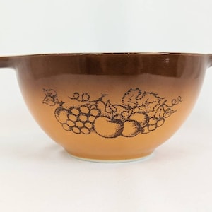 Vintage Pyrex Old Orchard 7 &quot;Cinderella Rührschüssel | Vintage Pyrex Brown Obstschale | MCM Rührschüssel-Set Ersatz