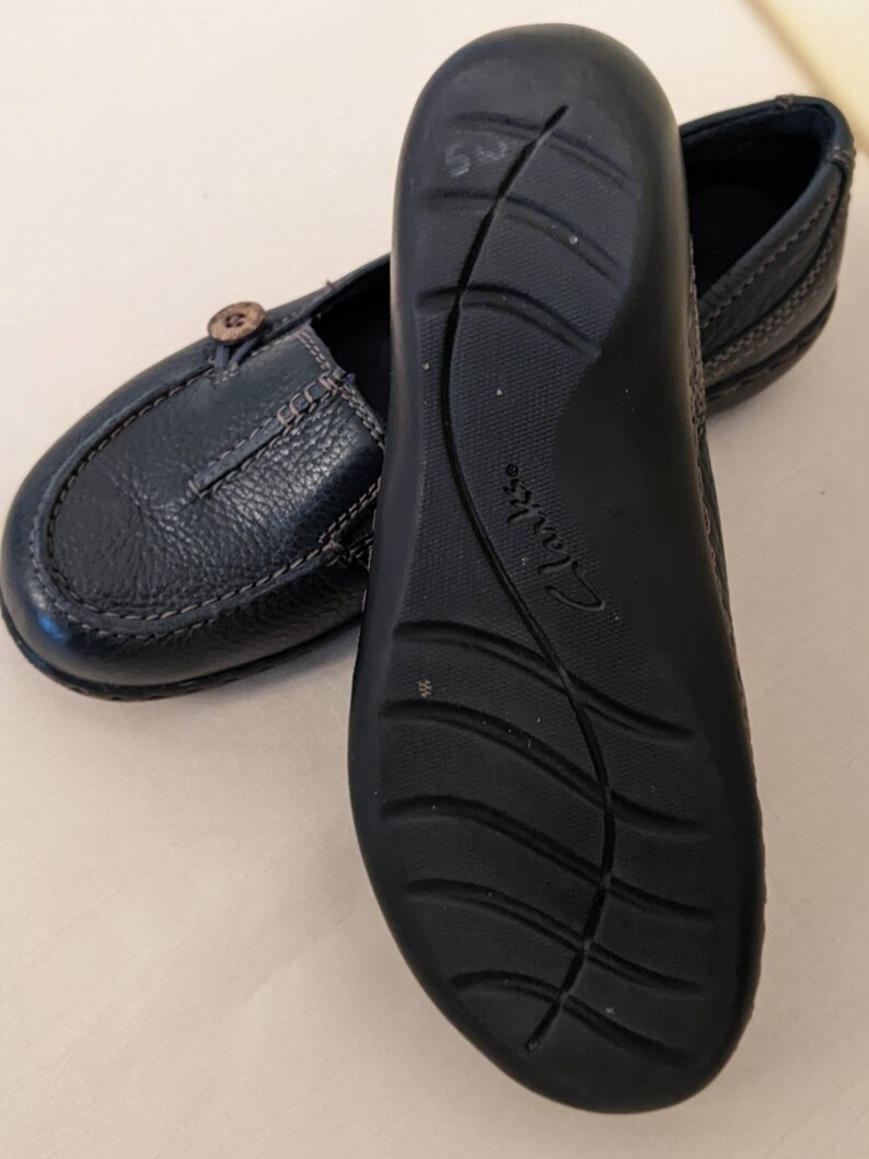 Women's Navy Blue Leather Slipon Shoe Boho Blue Leather Etsy