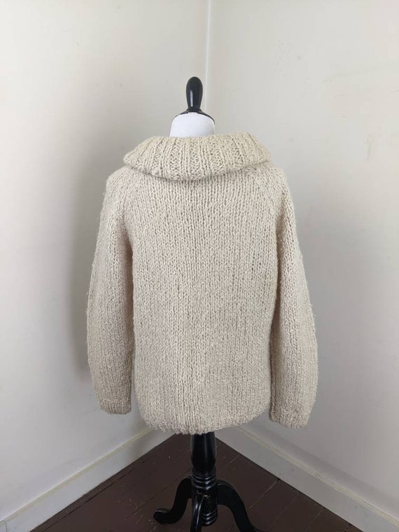 Vintage 1970s Off White Knit Sweater Cowl Collar … - image 7