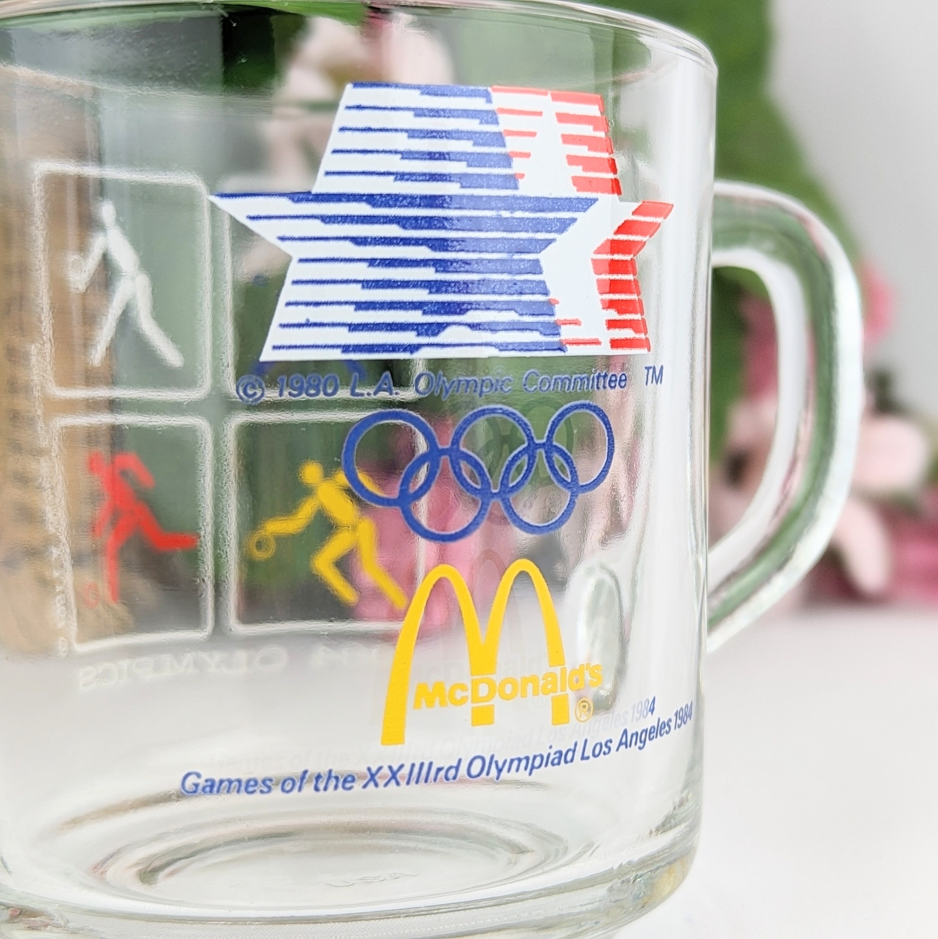 Vintage 1984 Olympics Clear Glass Mug | Mcdonalds 1984 Los Angeles