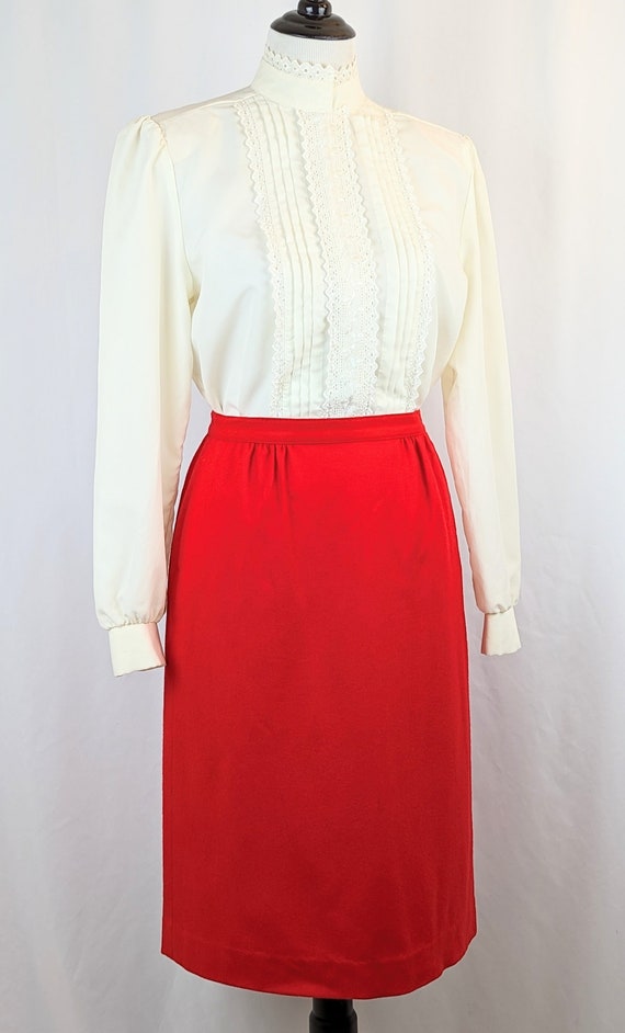 Women's Red Virgin Wool Skirt Size 10 | Vintage P… - image 5