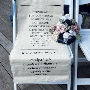 Personalized Wedding Ceremony Seat Saver, In Loving Memory of, Reserved Sign
