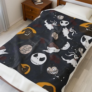 Plush Blanket, Nightmare design, Cozy Throw Blanket, Holiday Fleece Bedding, Soft Bed Blanket, Warm Couch Throw
